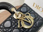DIOR SMALL LADY D-JOY 22 BLACK LAMBSKIN