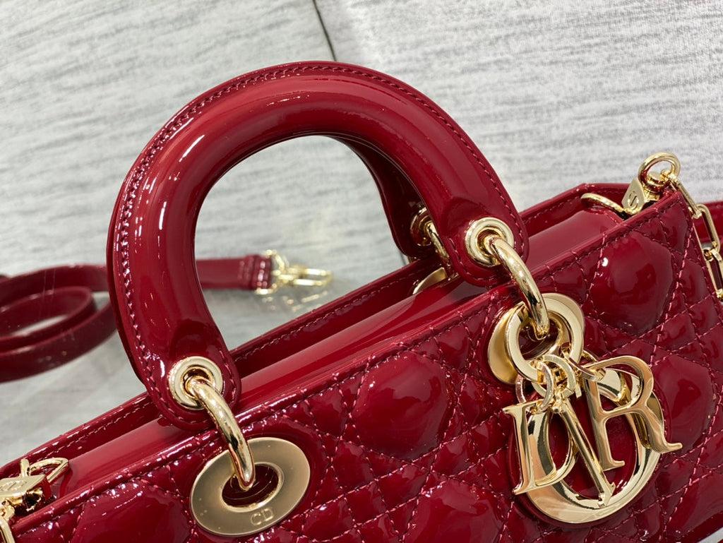 DIOR SMALL LADY D-JOY 22 RED PATENT CALFSKIN