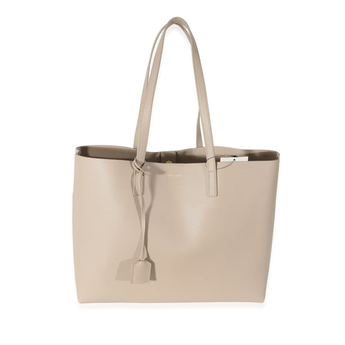 SAINT LAURENT - Dark Beige Supple Leather East West Shopping Tote