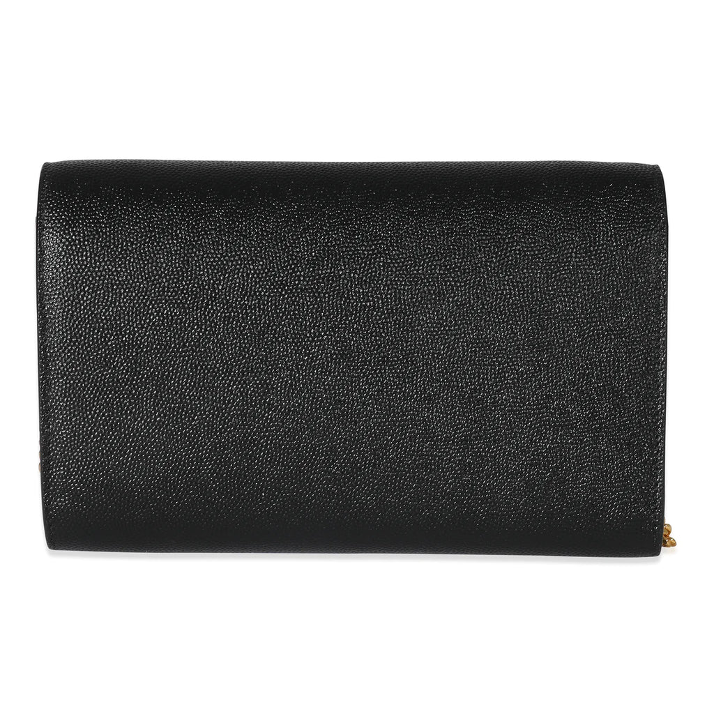 SAINT LAURENT - Black Pebbled Calfskin Uptown Chain Wallet