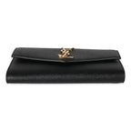 SAINT LAURENT - Black Pebbled Calfskin Uptown Chain Wallet