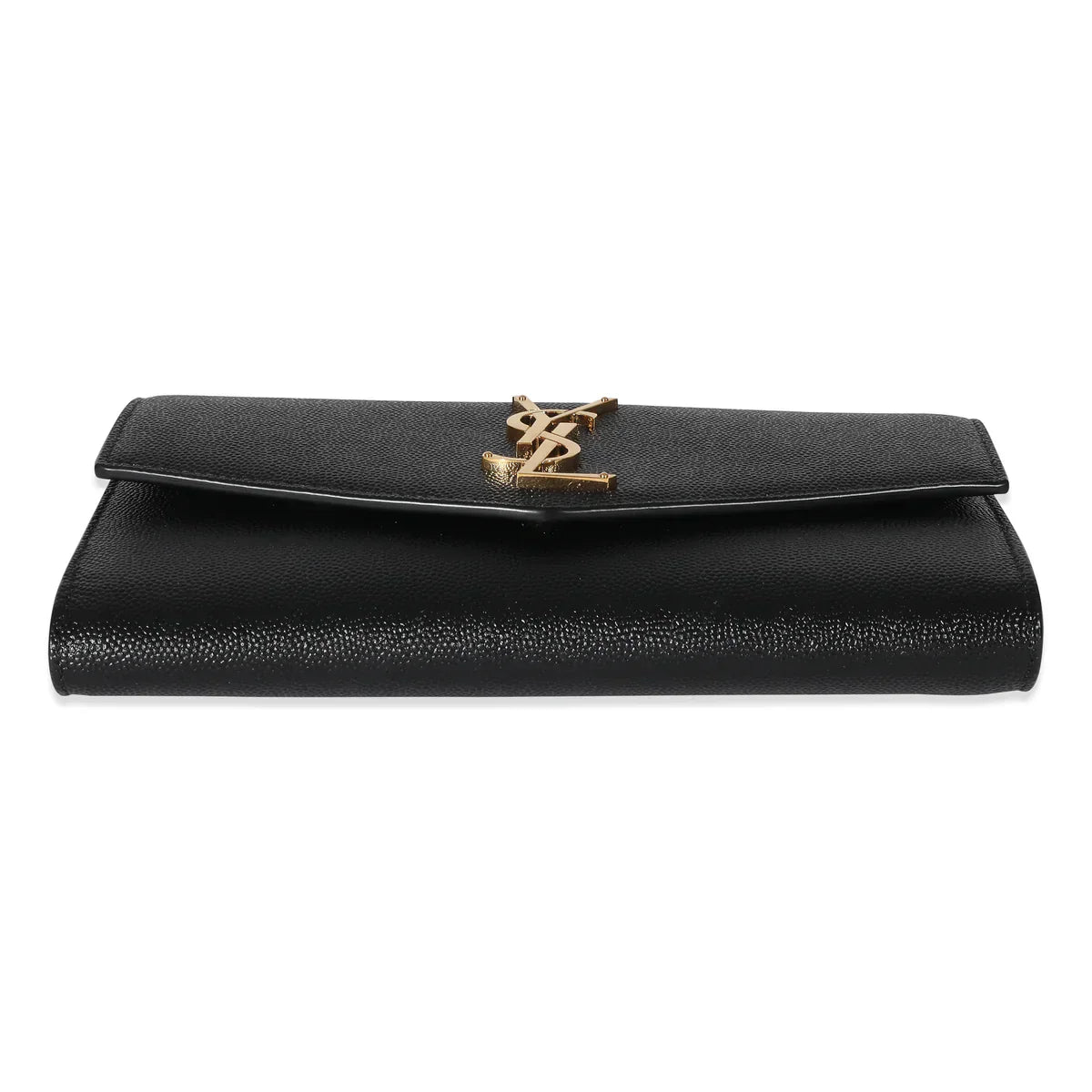 SAINT LAURENT - Black Pebbled Calfskin Uptown Chain Wallet