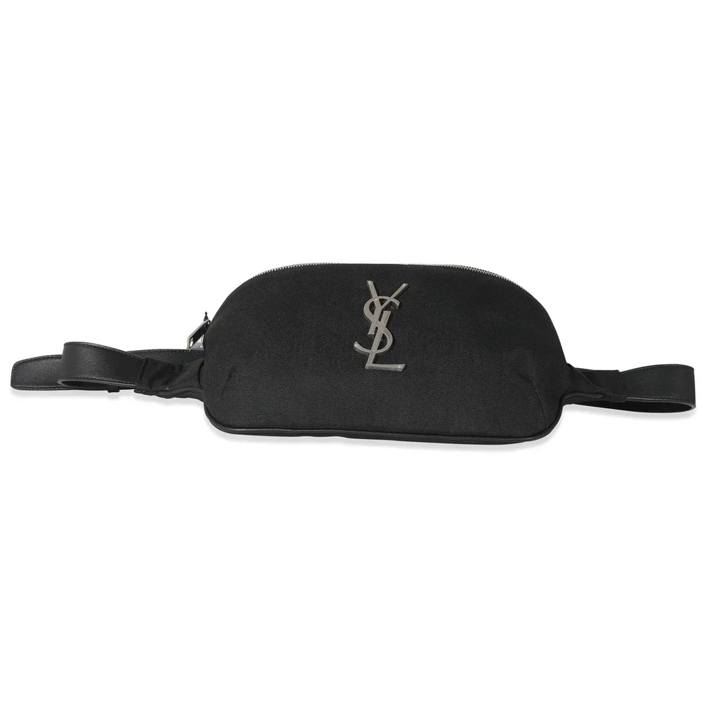 SAINT LAURENT - Black Canvas Cassandre Classic Belt Bag