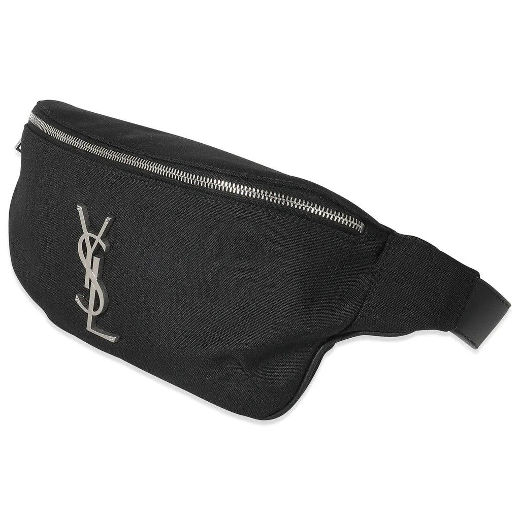 SAINT LAURENT - Black Canvas Cassandre Classic Belt Bag