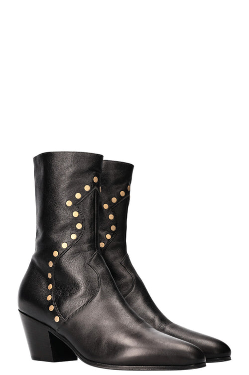 CELINE Cowboy Boots Studs Black