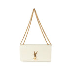 SAINT LAURENT - Blanc Grain De Poudre Medium Monogram Kate Bag