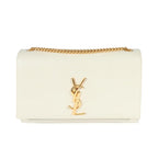 SAINT LAURENT - Blanc Grain De Poudre Medium Monogram Kate Bag