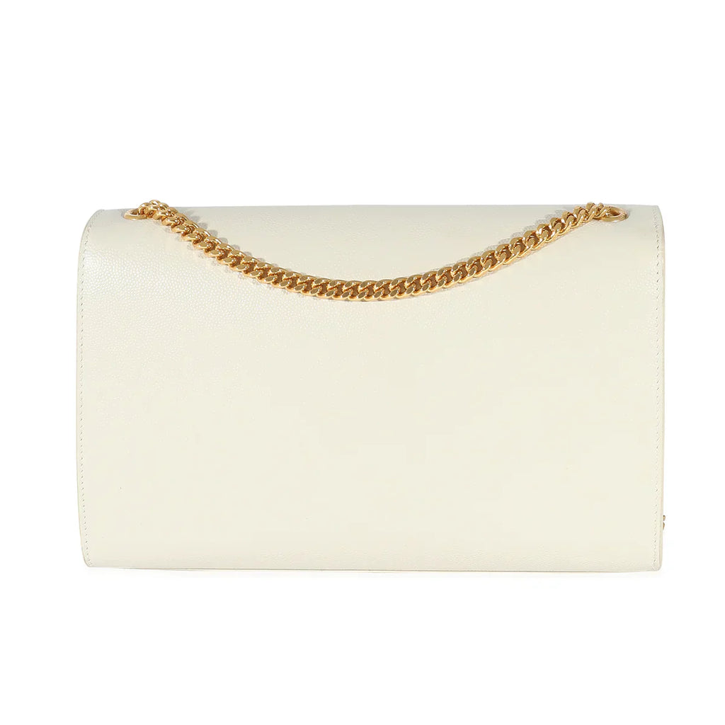 SAINT LAURENT - Blanc Grain De Poudre Medium Monogram Kate Bag