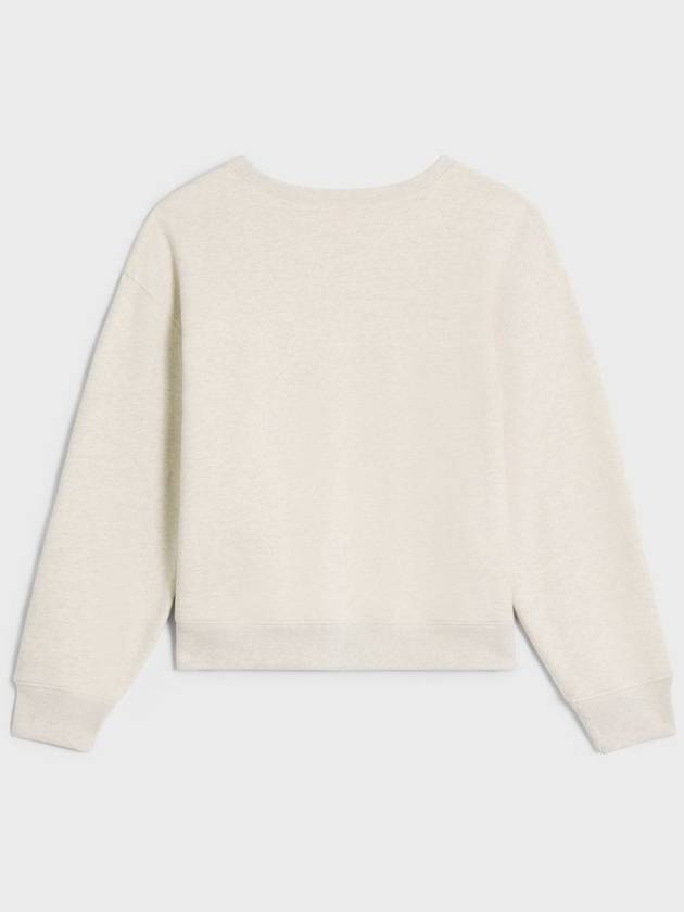 CELINE Logo Print Cotton Fleece Loose Sweatshirt Cream