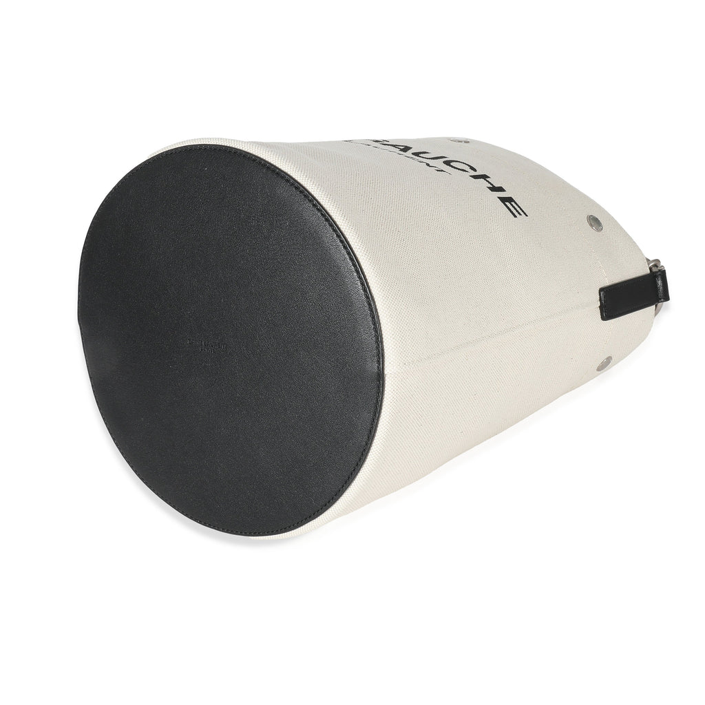 SAINT LAURENT - White Linen Rive Gauche Bucket