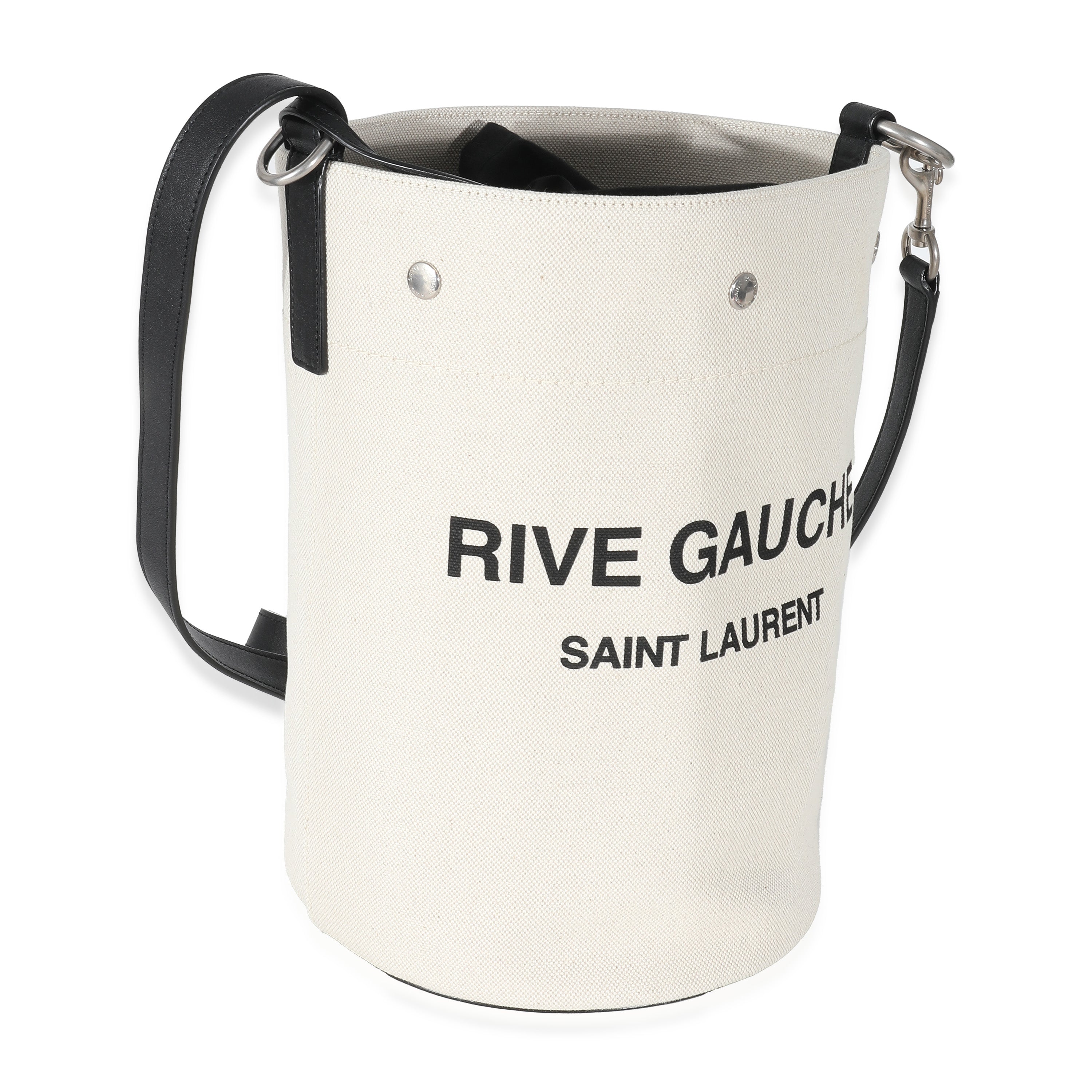 SAINT LAURENT - White Linen Rive Gauche Bucket