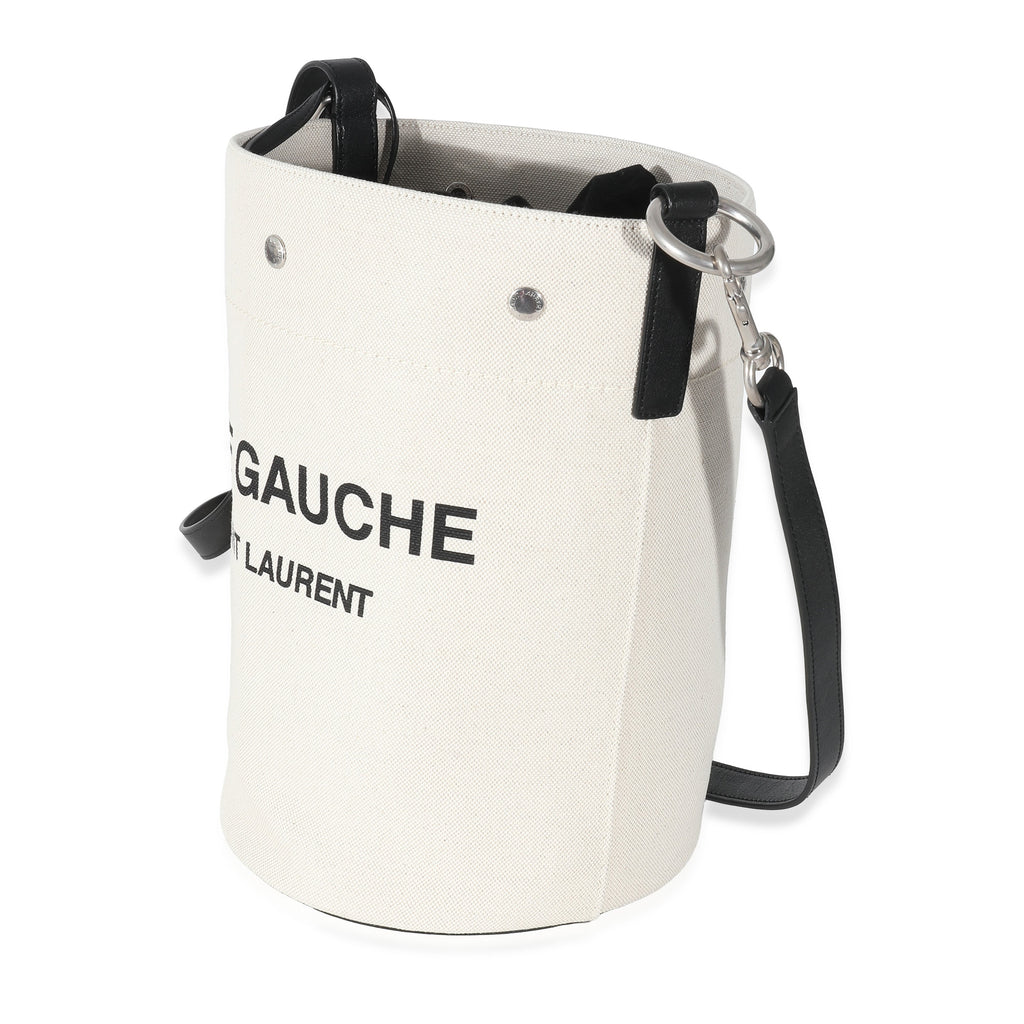 SAINT LAURENT - White Linen Rive Gauche Bucket
