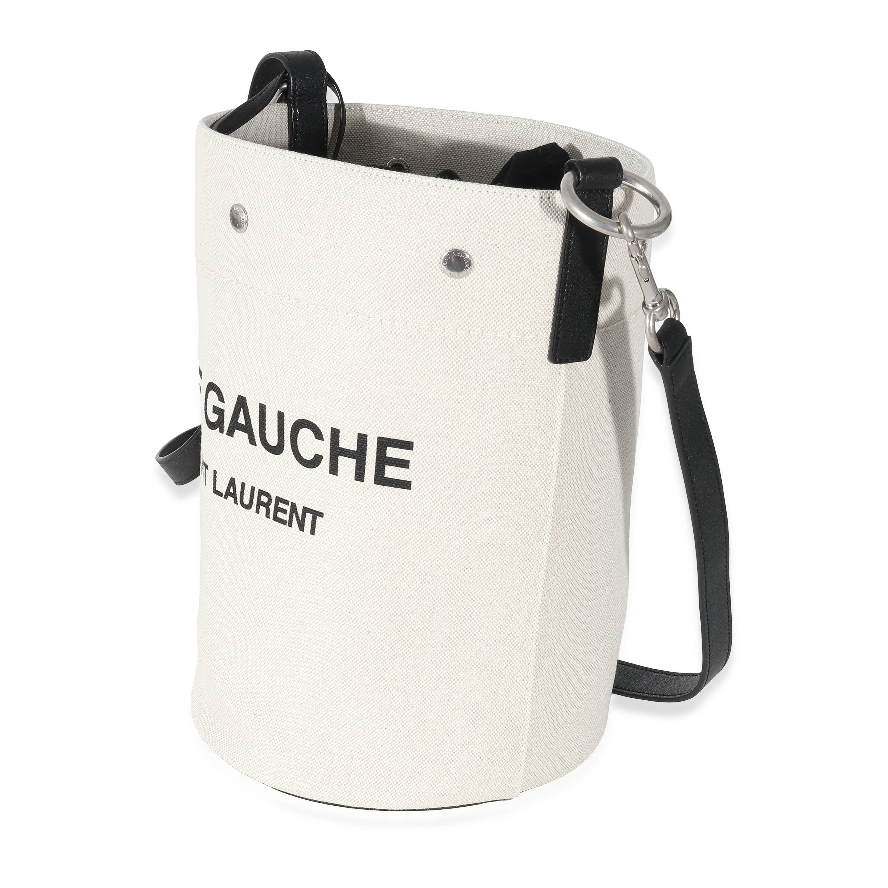 SAINT LAURENT - White Linen Rive Gauche Bucket