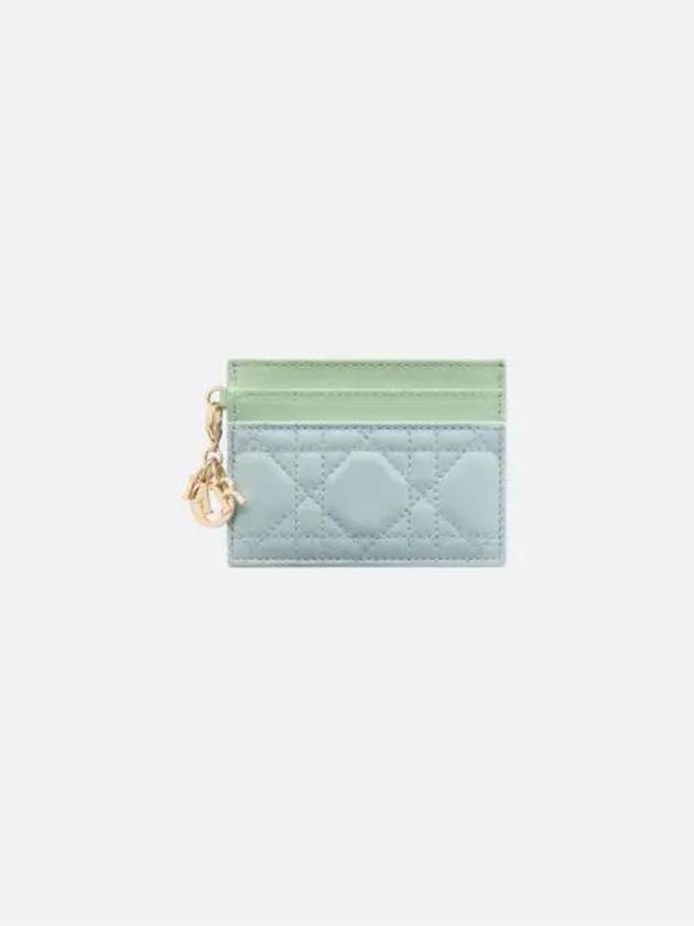 Lady Freesia Card Wallet Blue Dior