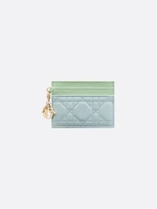 Lady Freesia Card Wallet Blue Dior
