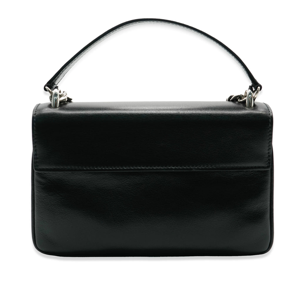 PRADA - Black Calfskin Logo Flap Chain Crossbody