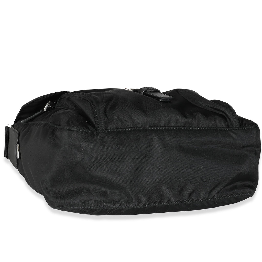 PRADA Black Re-Nylon Front Pocket Shoulder Bag
