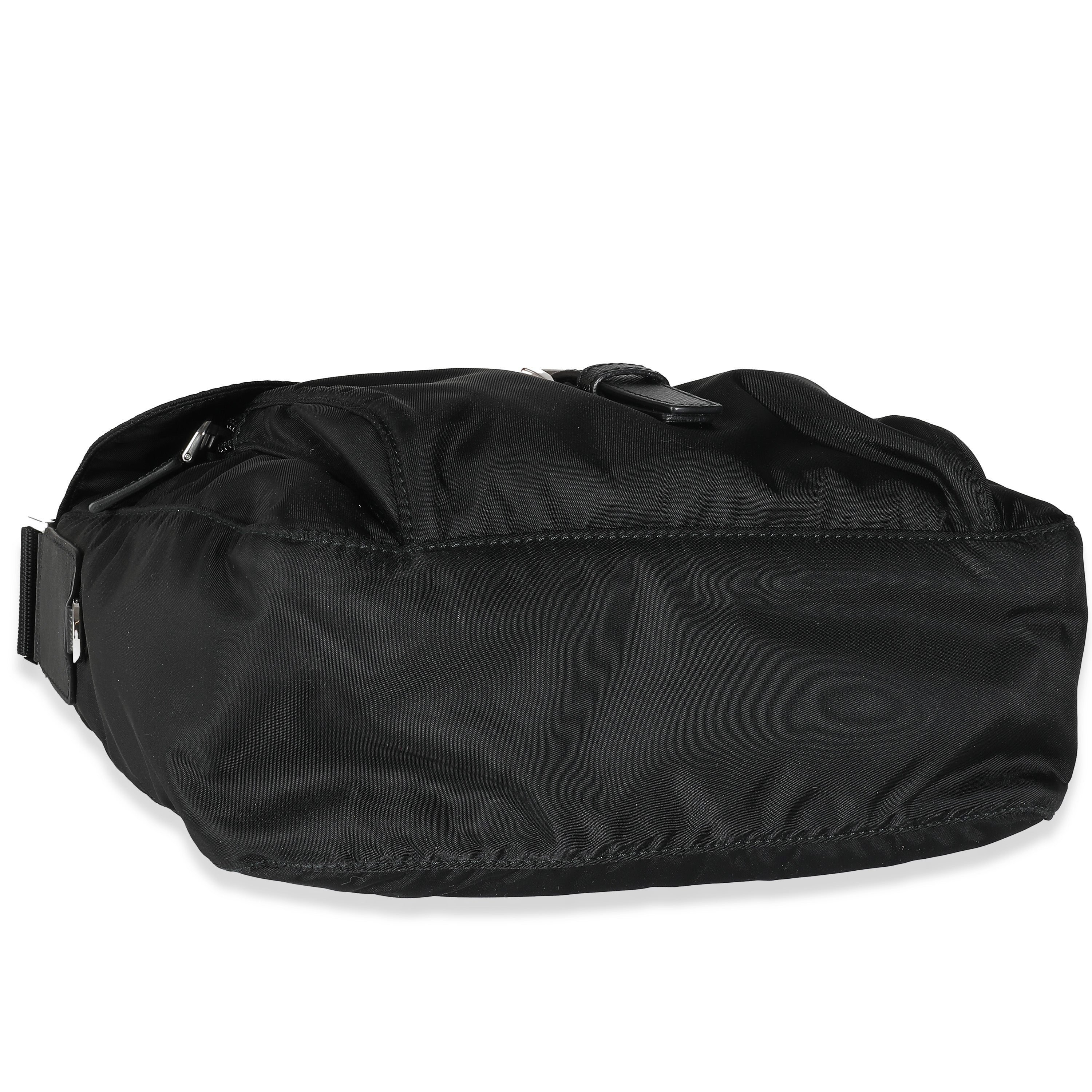 PRADA Black Re-Nylon Front Pocket Shoulder Bag