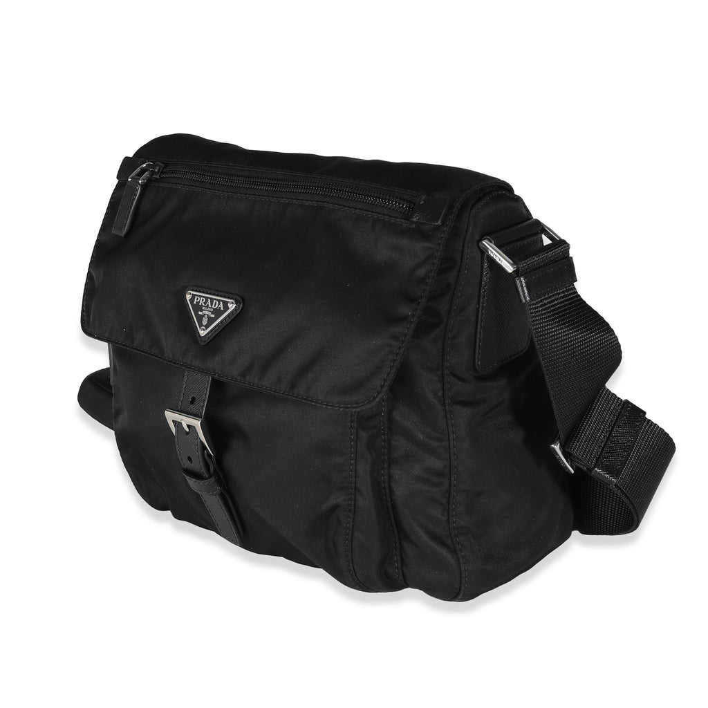 PRADA Black Re-Nylon Front Pocket Shoulder Bag