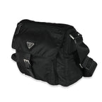 PRADA Black Re-Nylon Front Pocket Shoulder Bag