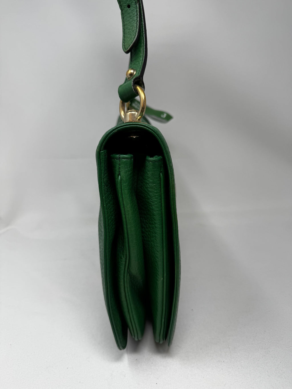 GUCCI Pebbled Calfskin Web Blondie Hobo Green B20-87