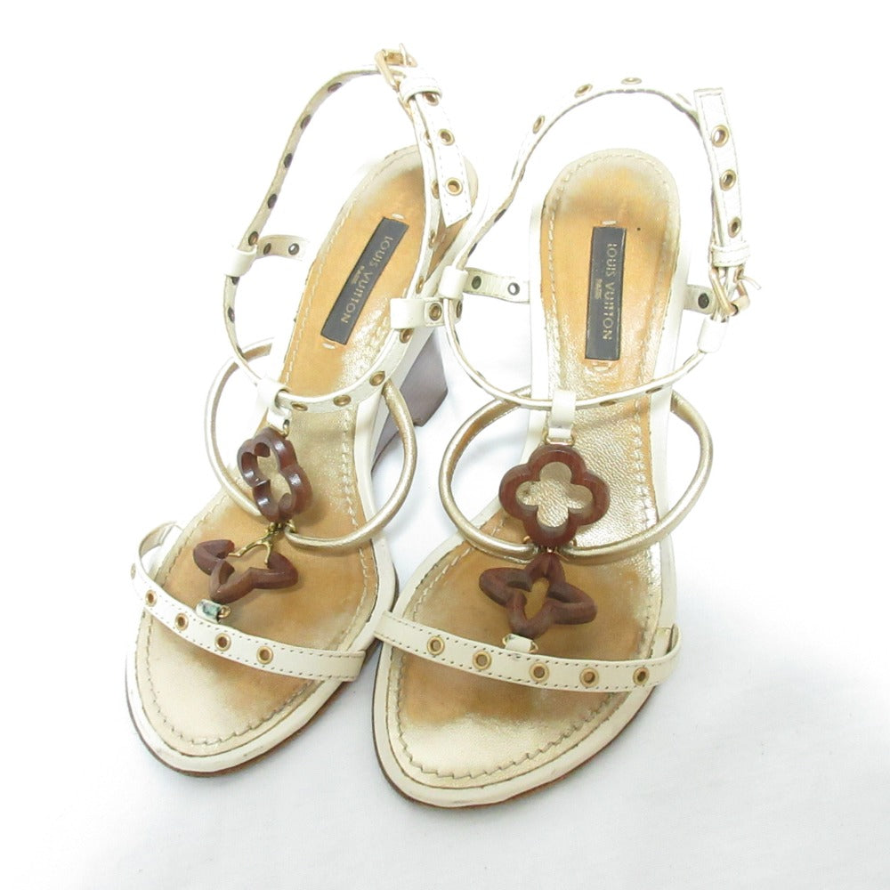 Louis Vuitton Monogram Leather Wedge Sandals