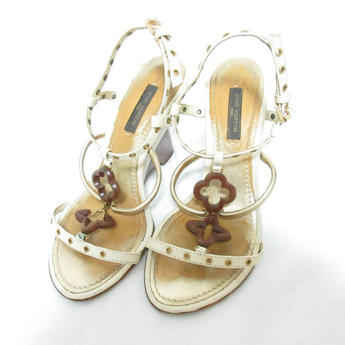 Louis Vuitton Monogram Leather Wedge Sandals