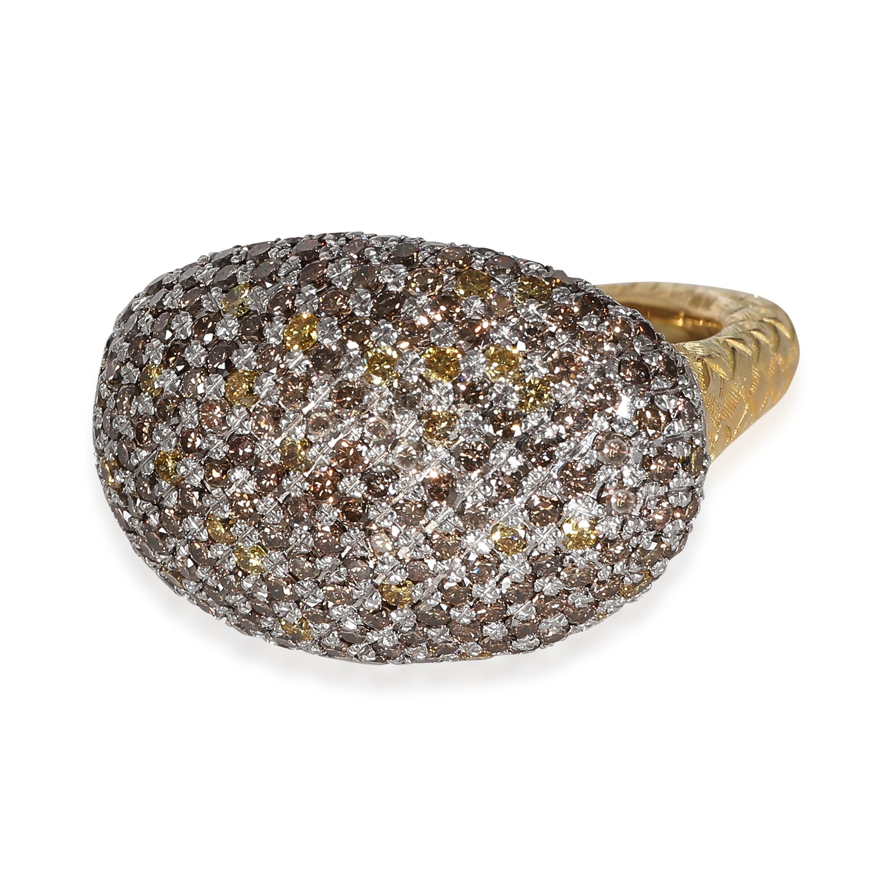 BOTTEGA VENETA Color Diamond Cocktail Ring in 18k White Gold/Yellow Gold 3 CTW