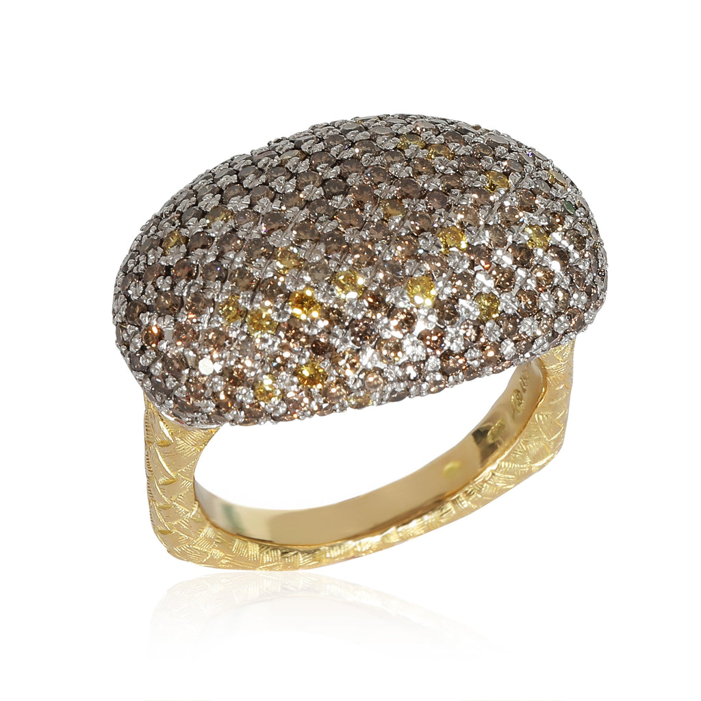 BOTTEGA VENETA Color Diamond Cocktail Ring in 18k White Gold/Yellow Gold 3 CTW