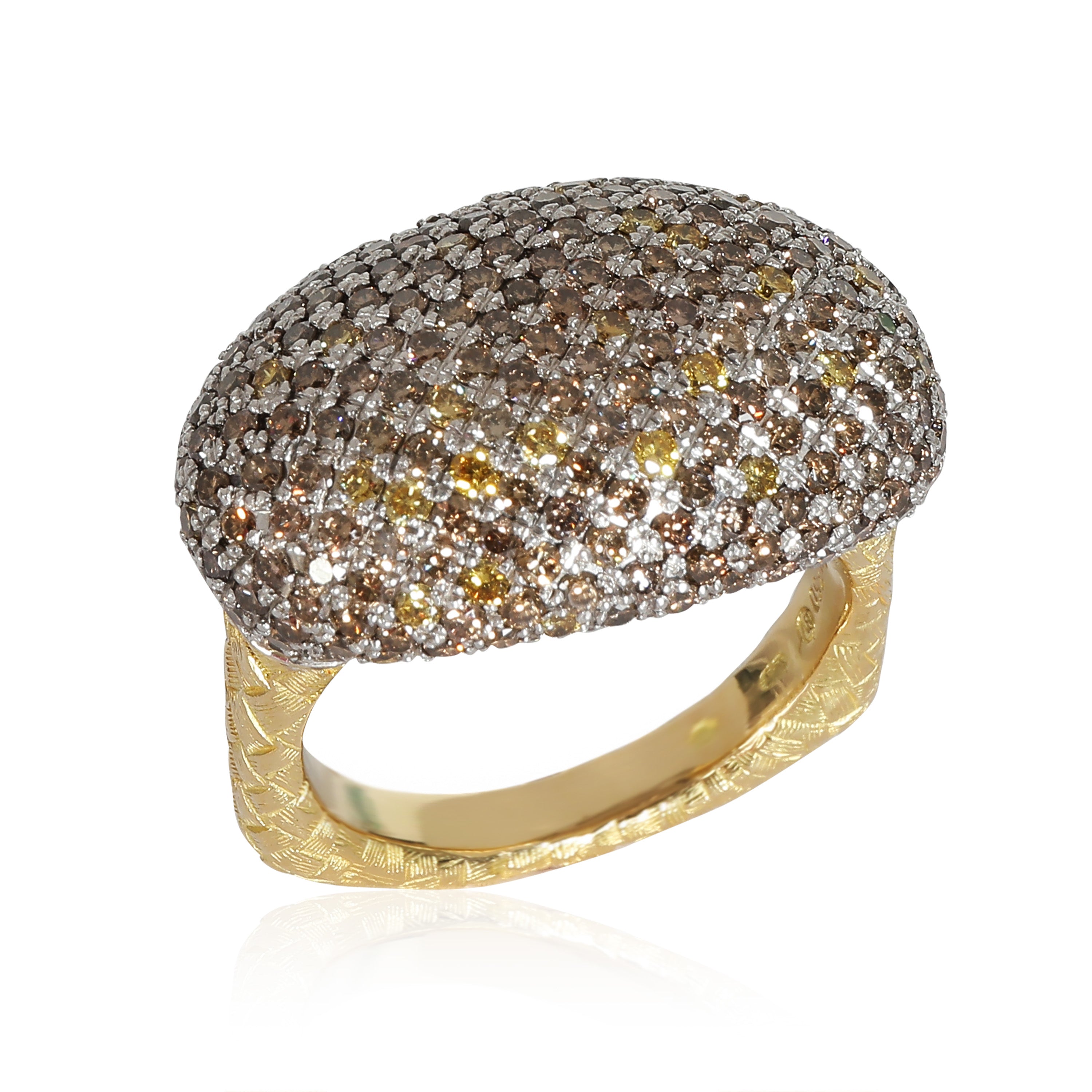 BOTTEGA VENETA Color Diamond Cocktail Ring in 18k White Gold/Yellow Gold 3 CTW