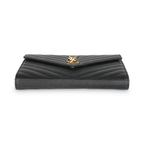 SAINT LAURENT - Black Grain De Poudre Cassandre Wallet On Chain