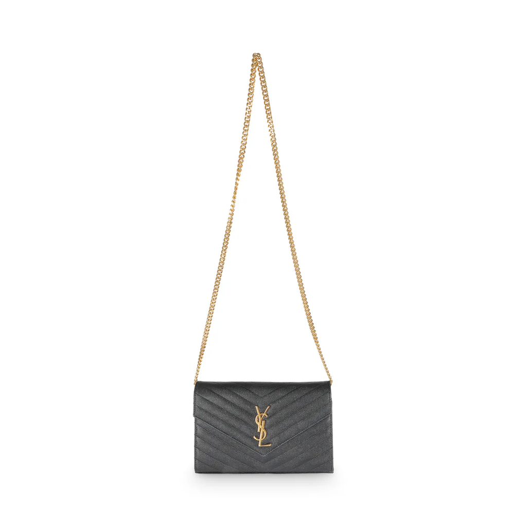 SAINT LAURENT - Black Grain De Poudre Cassandre Wallet On Chain
