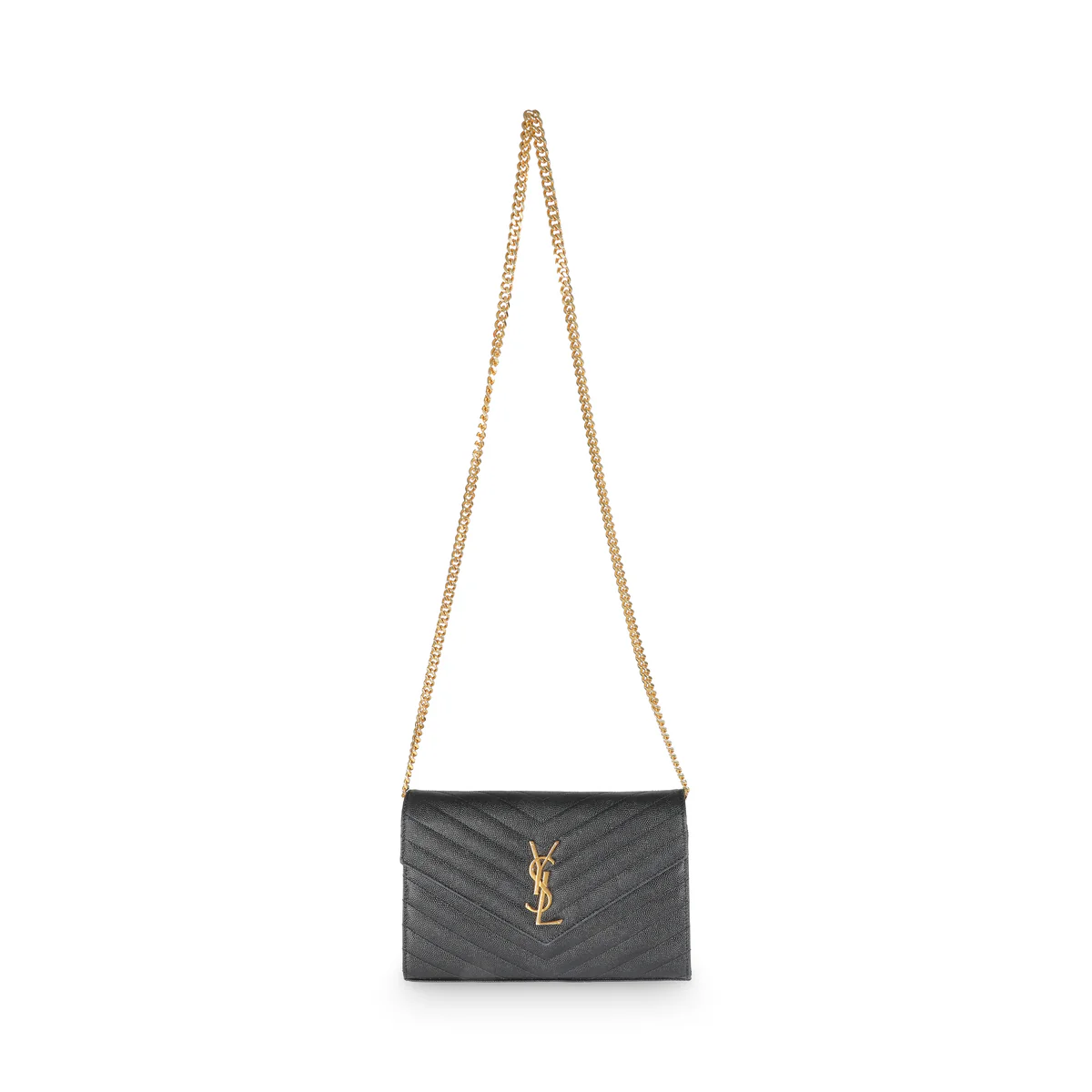 SAINT LAURENT - Black Grain De Poudre Cassandre Wallet On Chain