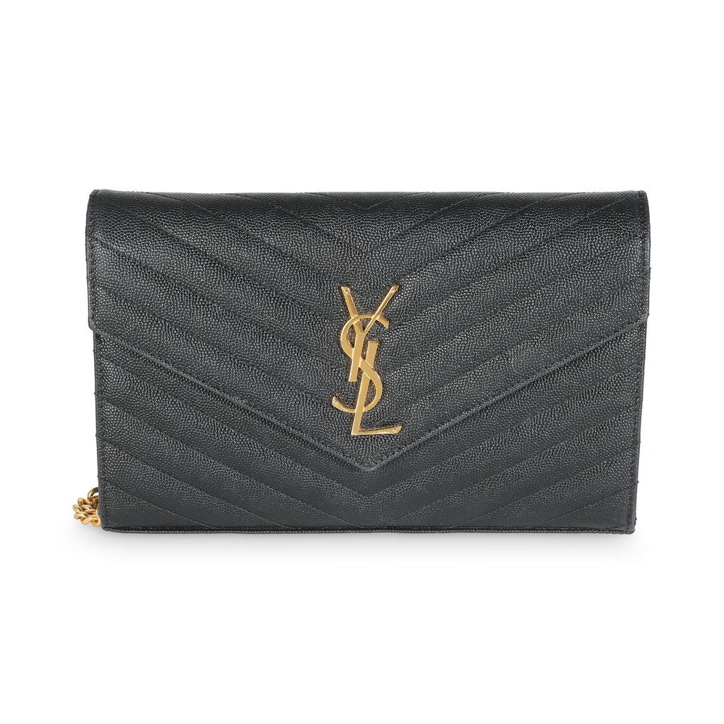 SAINT LAURENT - Black Grain De Poudre Cassandre Wallet On Chain