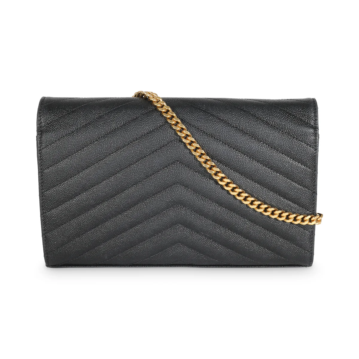 SAINT LAURENT - Black Grain De Poudre Cassandre Wallet On Chain