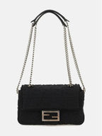 Fendi Baguette FF Fabric Chain Mini Bag Black