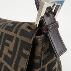 FENDI Zucchino Mamma Baguette Canvas Leather Bag Brown Black 26325