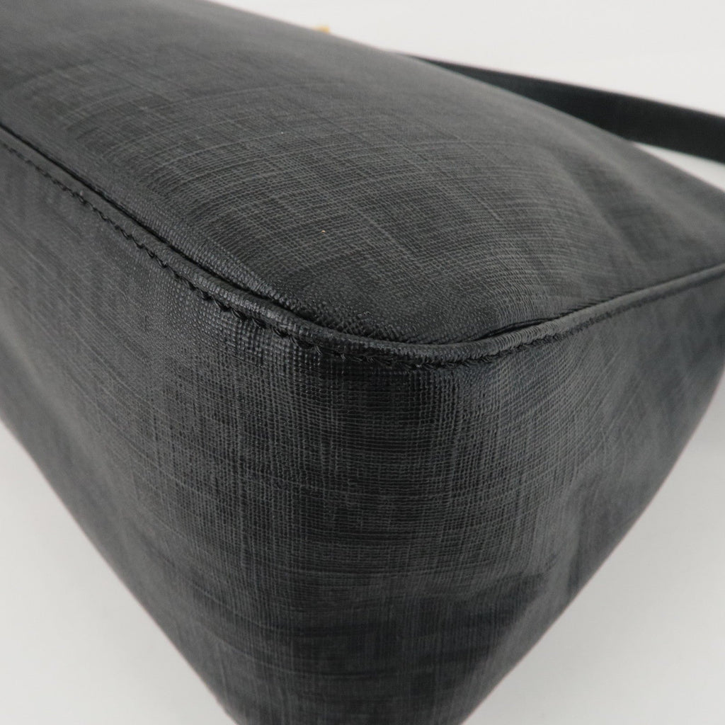 FENDI Zucchino Mamma Baguette PVC Leather Bag Black 8BR001