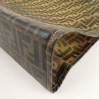 FENDI Zucca Mesh PVC Tote Bag Brown Black 8BH184