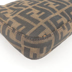 FENDI Zucca Mamma Baguette Canvas Leather Bag Brown Black 26424