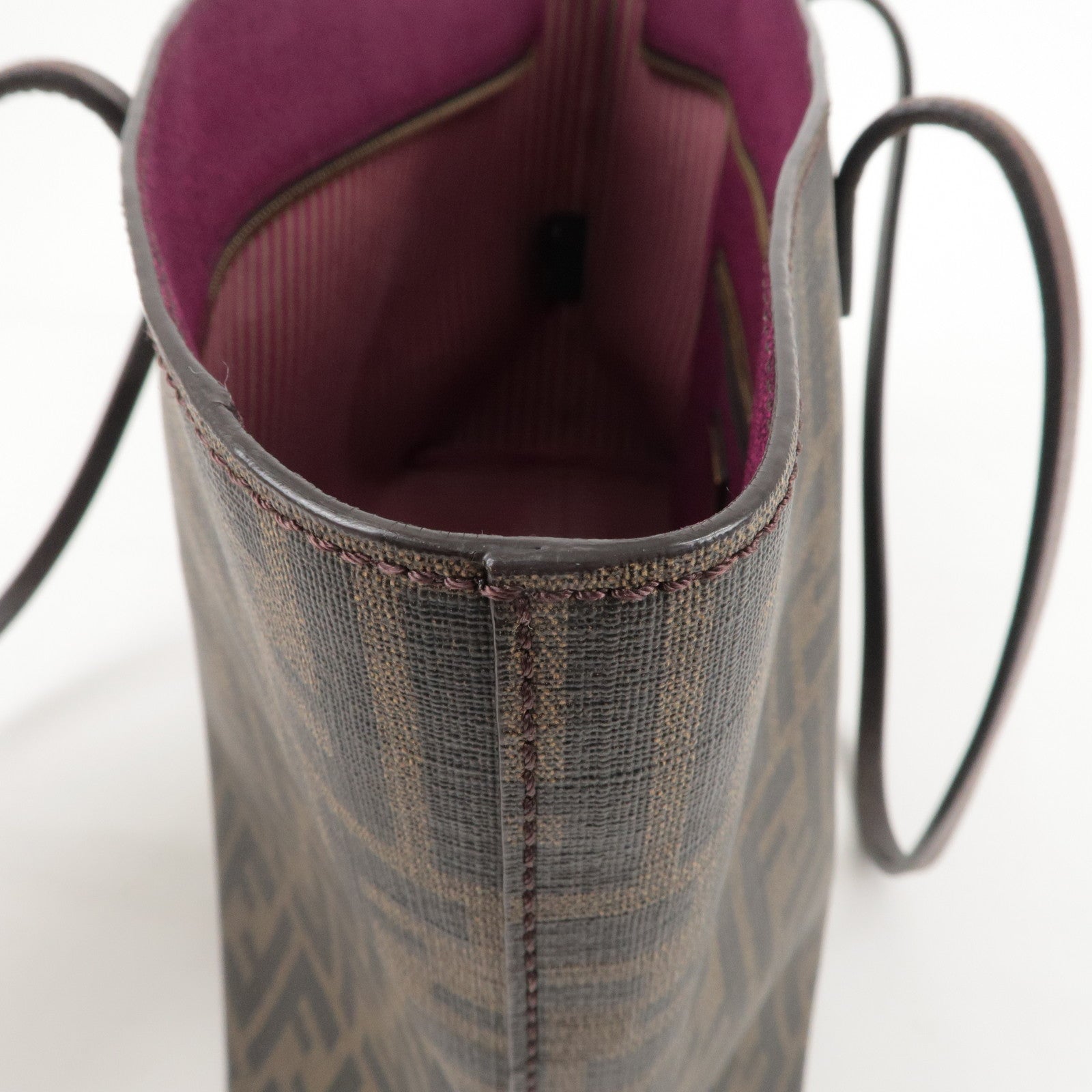 FENDI Zucca Logo Print PVC Leather Tote Bag Brown 8BH198