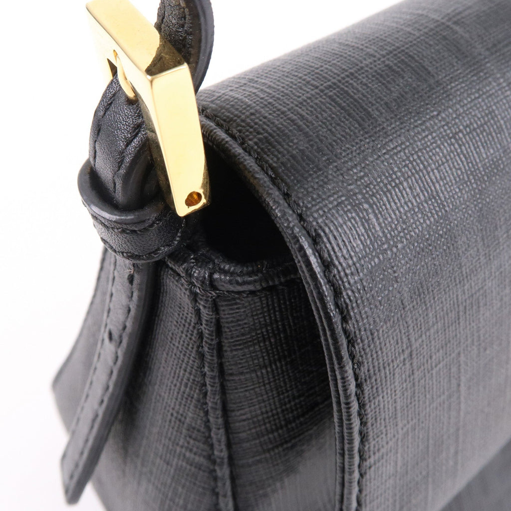 FENDI Zucchino Mamma Baguette PVC Leather Hand Bag Black 8BR180