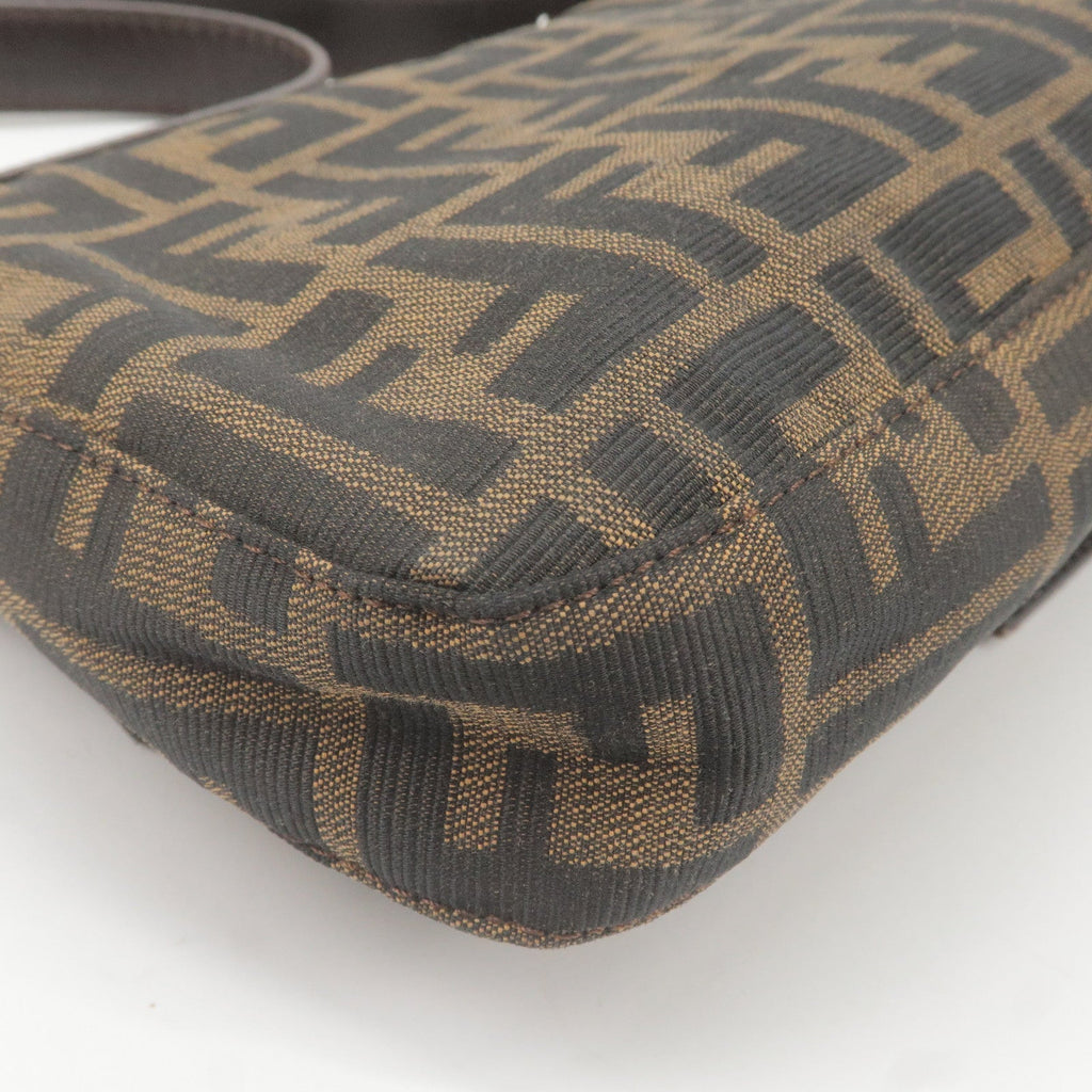 FENDI Zucca Mamma Baguette Canvas Leather Shoulder Bag 26424