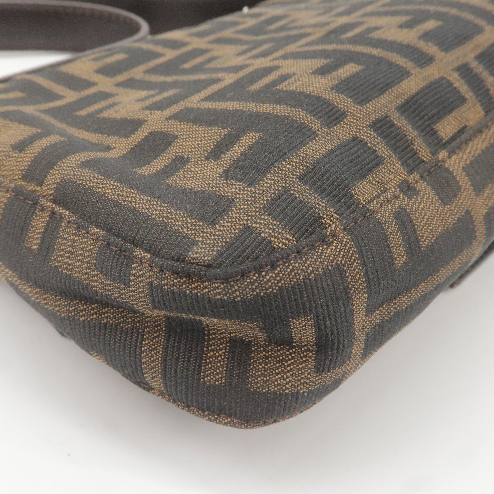 FENDI Zucca Mamma Baguette Canvas Leather Shoulder Bag 26424