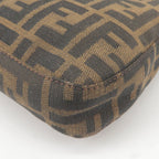 FENDI Zucca Mamma Baguette Canvas Leather Bag Brown Black 26424
