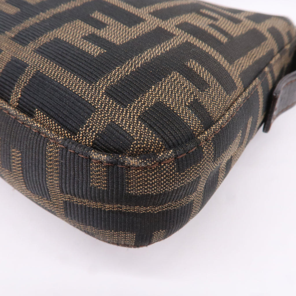 FENDI Mamma Baguette Zucca Canvas Leather Bag Brown 26424