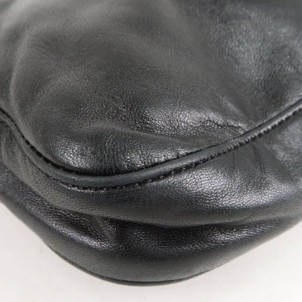 FENDI Mamma Baguette Leather Hand Bag Shoulder Bag Black Green