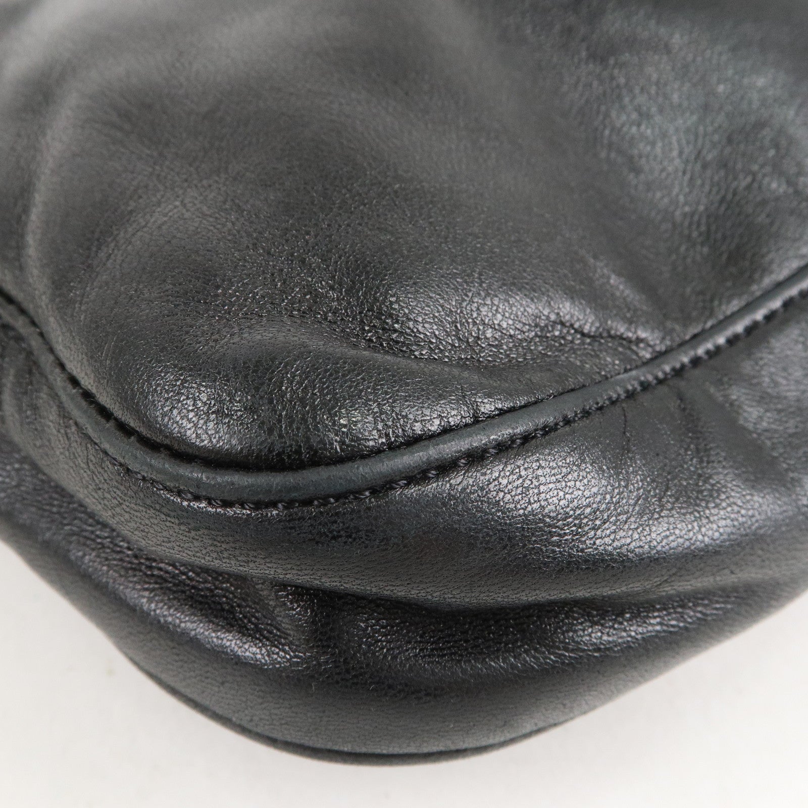 FENDI Mamma Baguette Leather Hand Bag Shoulder Bag Black Green