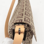 FENDI Mamma Baguette Zucchino Leather Shoulder Bag Beige 8BR001