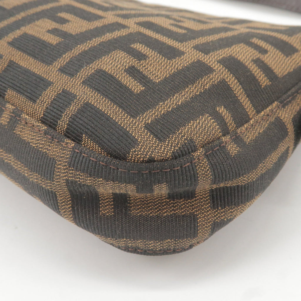 FENDI Zucca Mamma Baguette Canvas Leather Shoulder Bag 26424